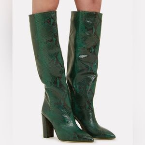 PARIS TEXAS Python-Embossed Leather Knee-High Boots